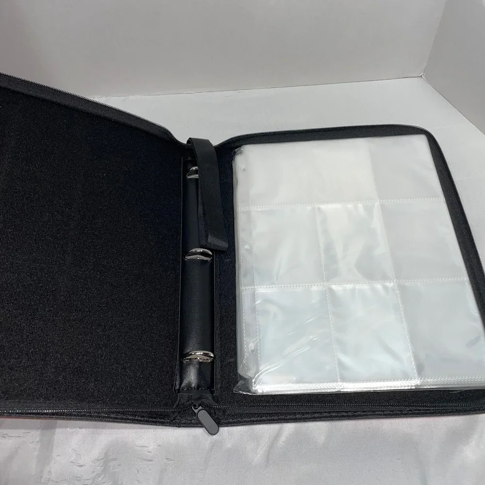 Duzille Premium Trading Card Binder Red Lightning Bolt Zippered 3 Ring Folder